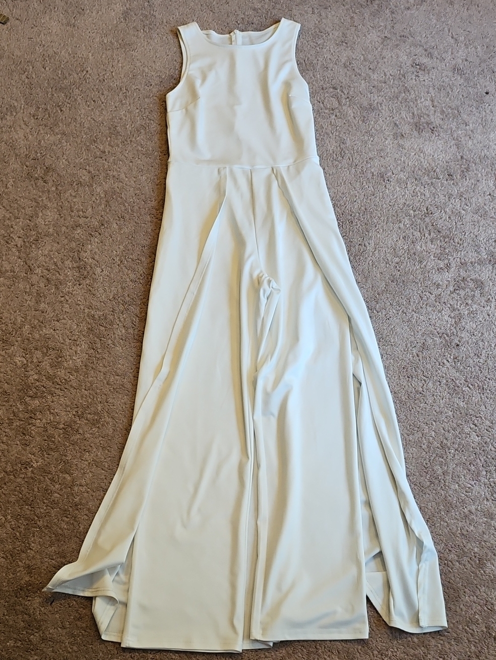 Elegant Women's Sleeveless White Maxi Romper With Cape Back.